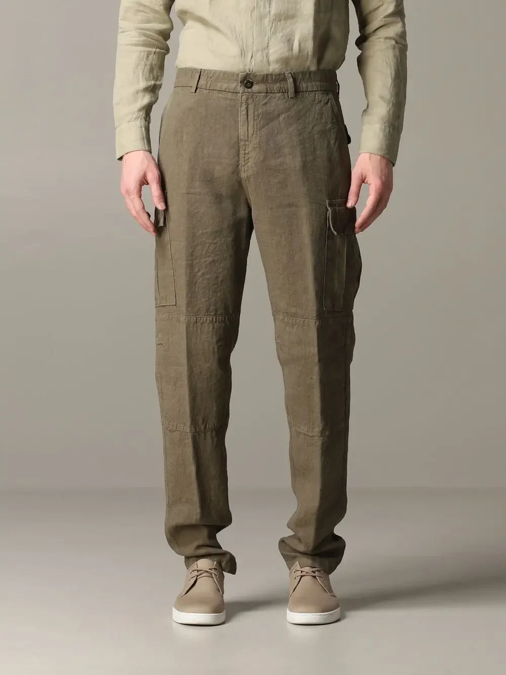 Eleventy Platinum Men's Gray 100% Linen Cargo Military Trouser Pants Size 33 NWT